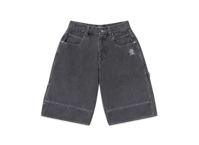 BlackEyePatch Crown Tag Baggy Denim Shorts "Black Indigo"