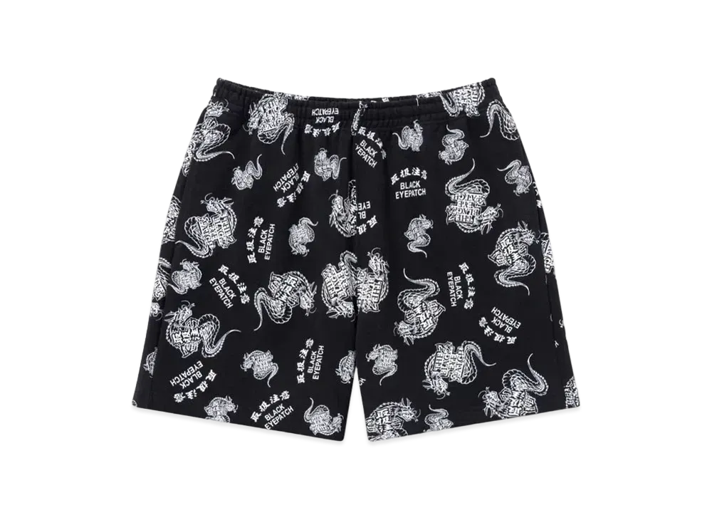 BlackEyePatch HWC Dragon Patterned Sweat Shorts "Black"
