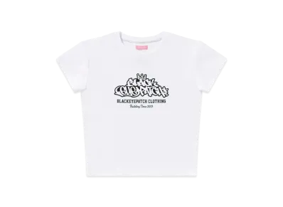 BlackEyePatch Style Script Baby Tee "White"