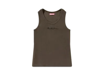BlackEyePatch Sloppy Script Ribbed Tank "Khaki"