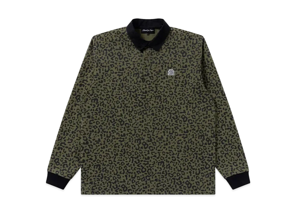 BlackEyePatch Small OG Leopard Patterned Rugby Shirt "Olive"