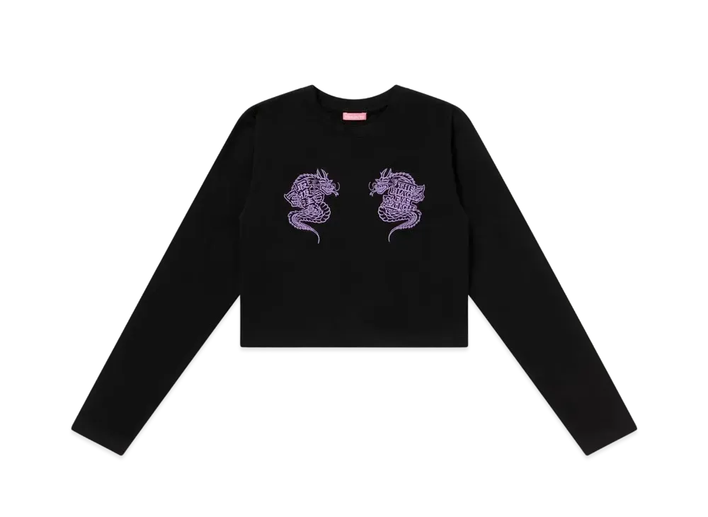 BlackEyePatch Women's Dragons Cropped L/S Tee "Black"
