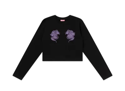 BlackEyePatch Women's Dragons Cropped L/S Tee "Black"