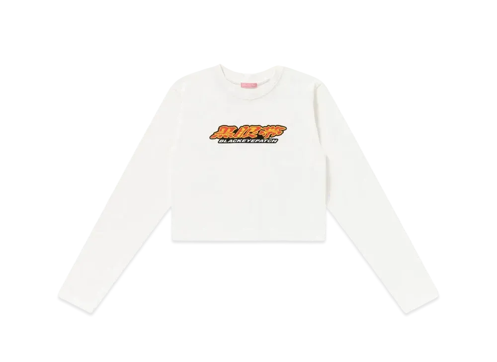 BlackEyePatch Women's Kurogantai Cropped L/S Tee "White"