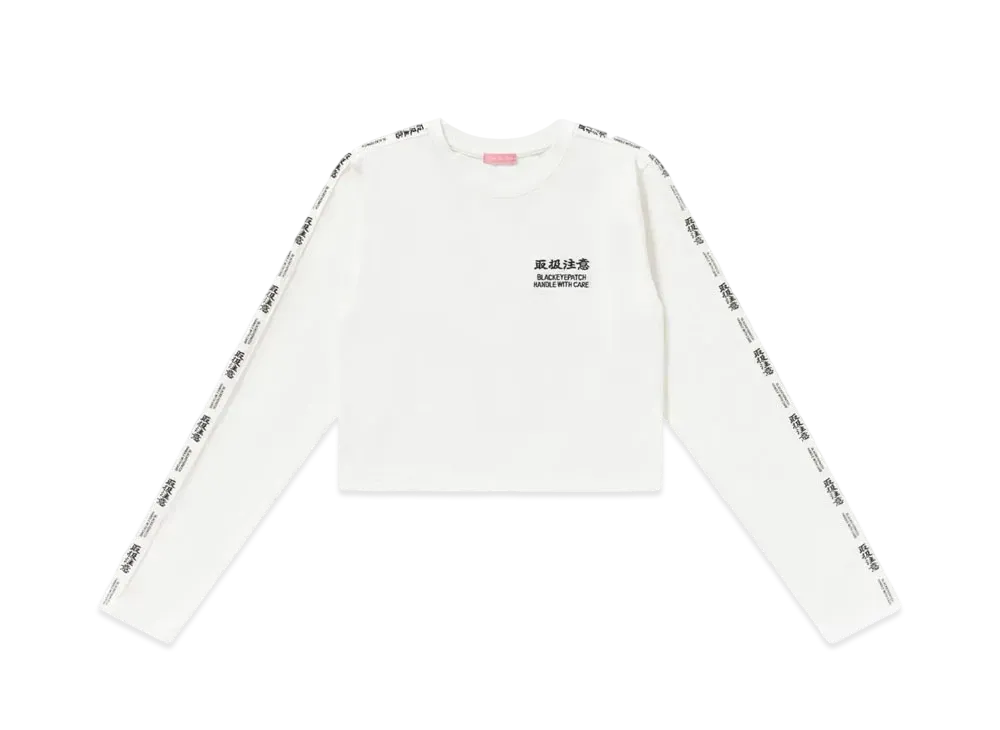 BlackEyePatch Women's HWC Taped Cropped L/S Tee "White"