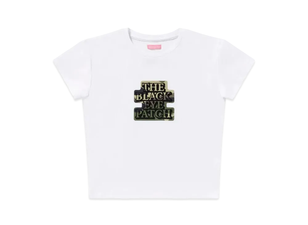 BlackEyePatch Women's Camouflage OG Label Baby Tee "White"