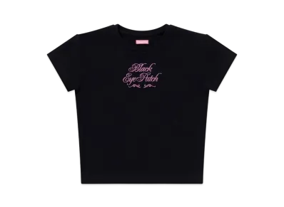 BlackEyePatch Women's Decor Script Baby Tee "Black"