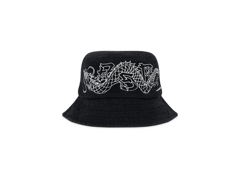 BlackEyePatch Dragon Embroidered Washed Bucket Hat "Black"