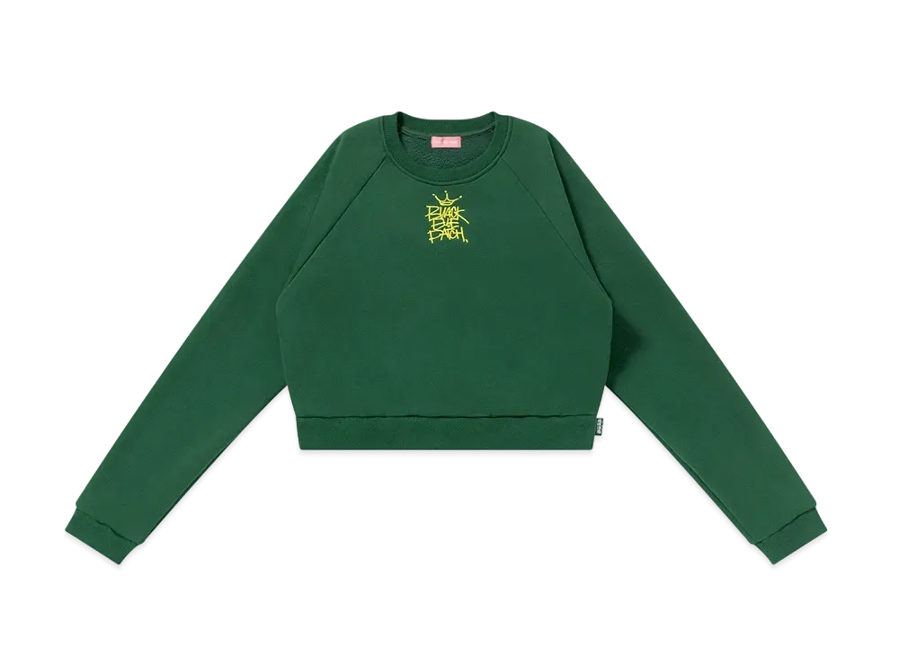 BlackEyePatch Crown Tag Embroidered Crew Sweat "Green"