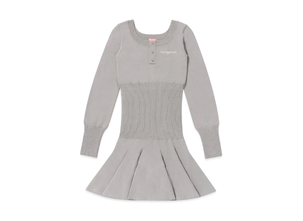 BlackEyePatch Henley Neck L/S Knitted Dress Heather "Gray"