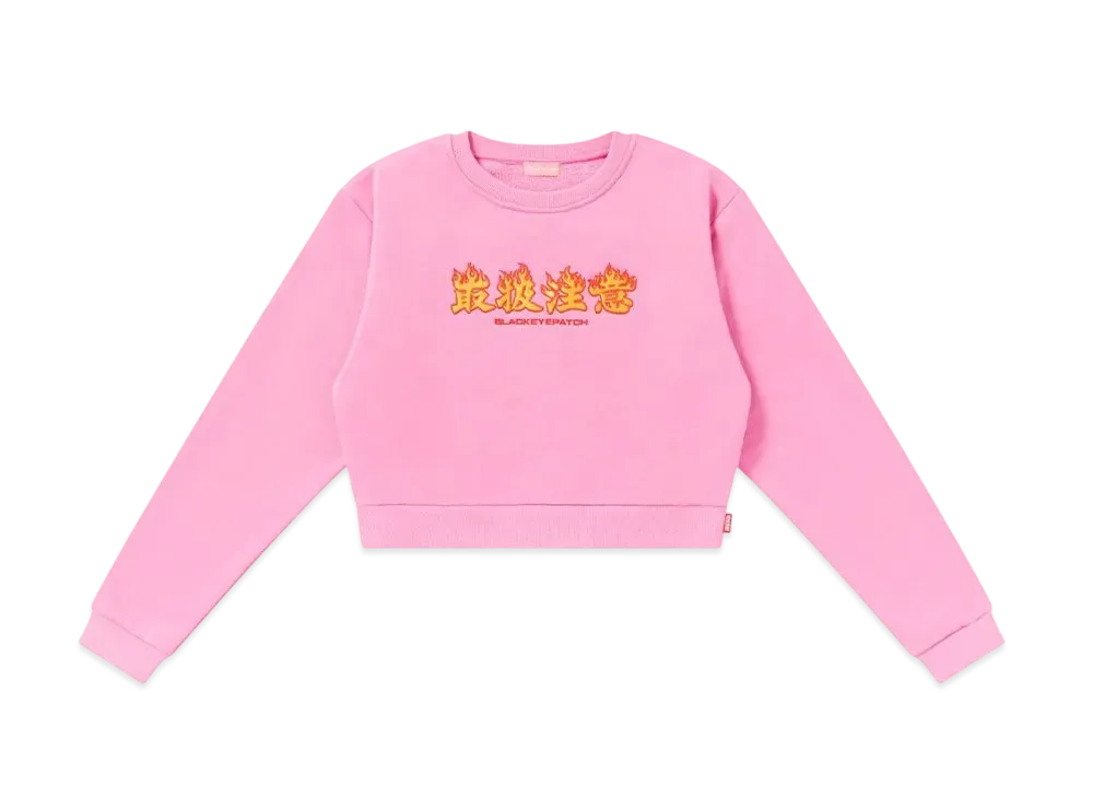 BlackEyePatch Hwc Flame Logo Embroidered Crew Sweat "Pink"