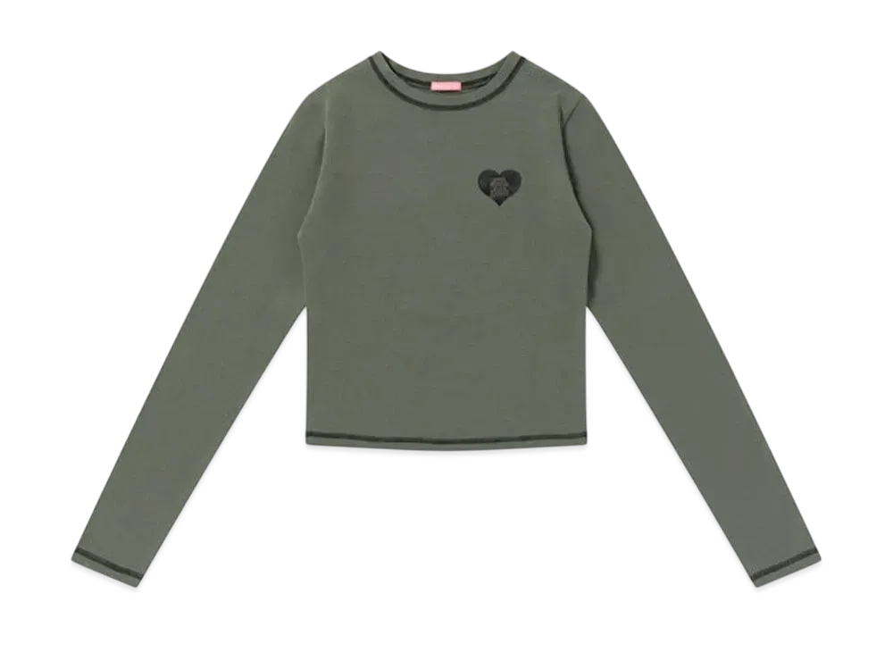 BlackEyePatch Og Heart Cropped L/S Tee "Olive"