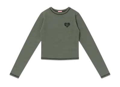 BlackEyePatch Og Heart Cropped L/S Tee "Olive"