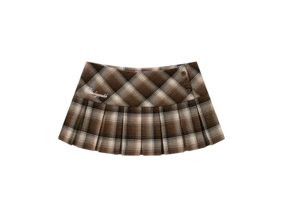 BlackEyePatch Script Logo Checked Skirt "Brown"