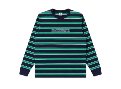 BlackEyePatch Striped College L/S Tee "Green/Navy"