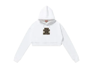 BlackEyePatch Leopard Og Label Cropped Hoodie "White"