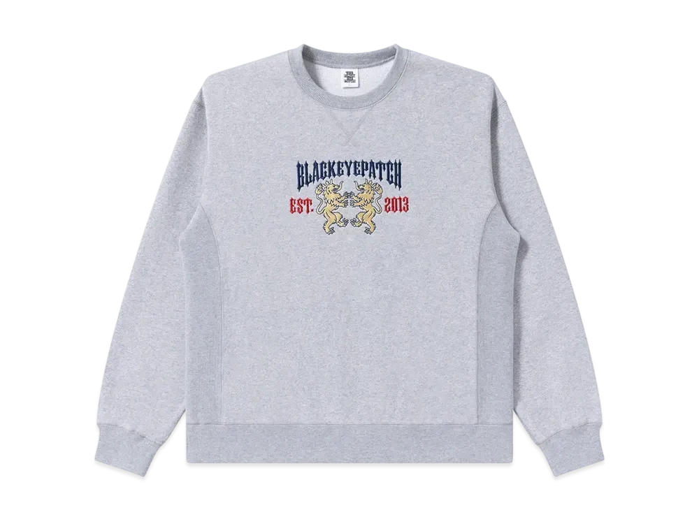 BlackEyePatch Heraldic College Crew Sweat "Heather Gray"
