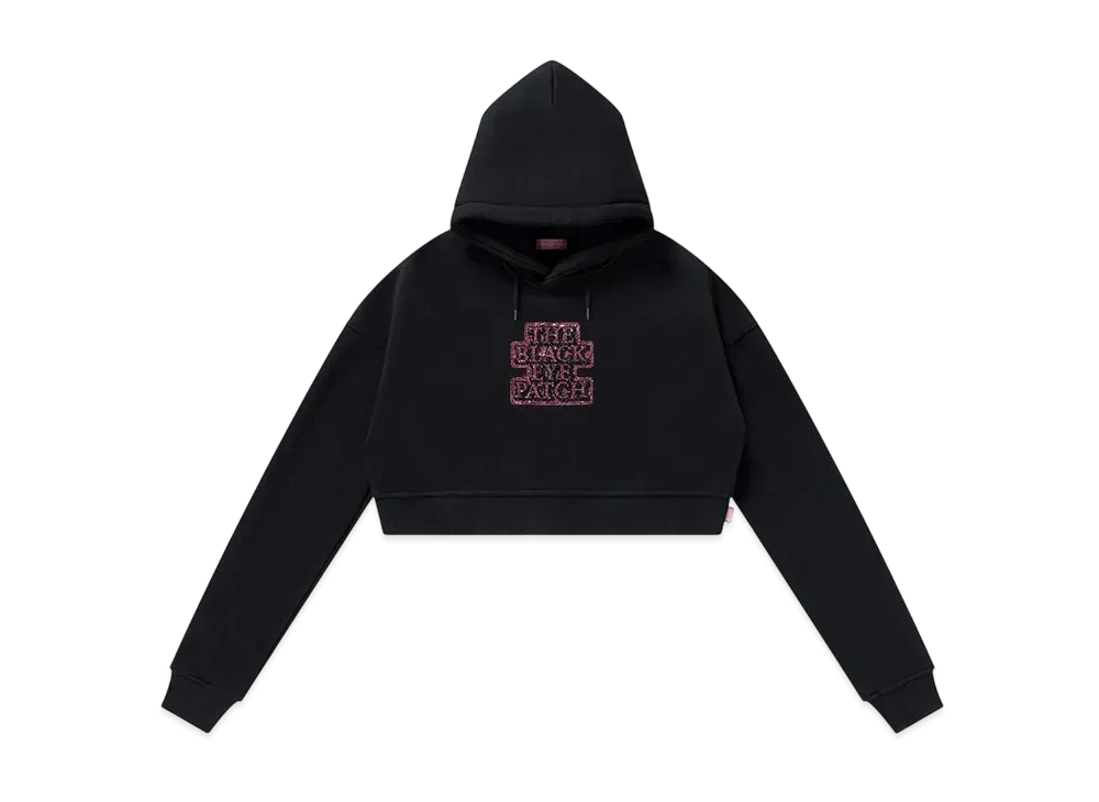 BlackEyePatch OG Label Rhinestone Cropped Hoodie "Black"