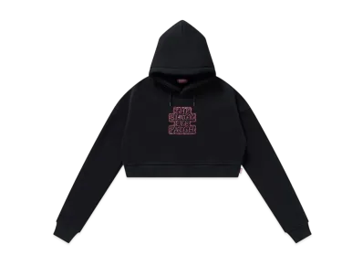 BlackEyePatch OG Label Rhinestone Cropped Hoodie "Black"
