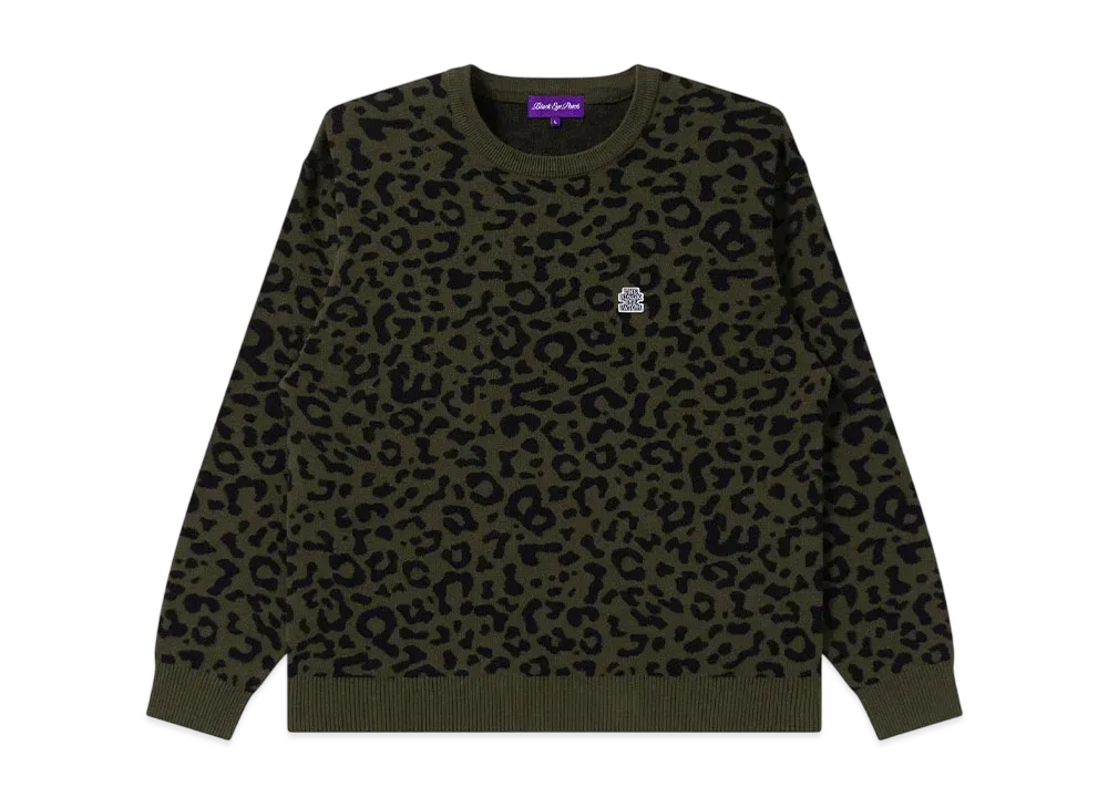 BlackEyePatch Og Label Leopard Knit Sweater "Olive"