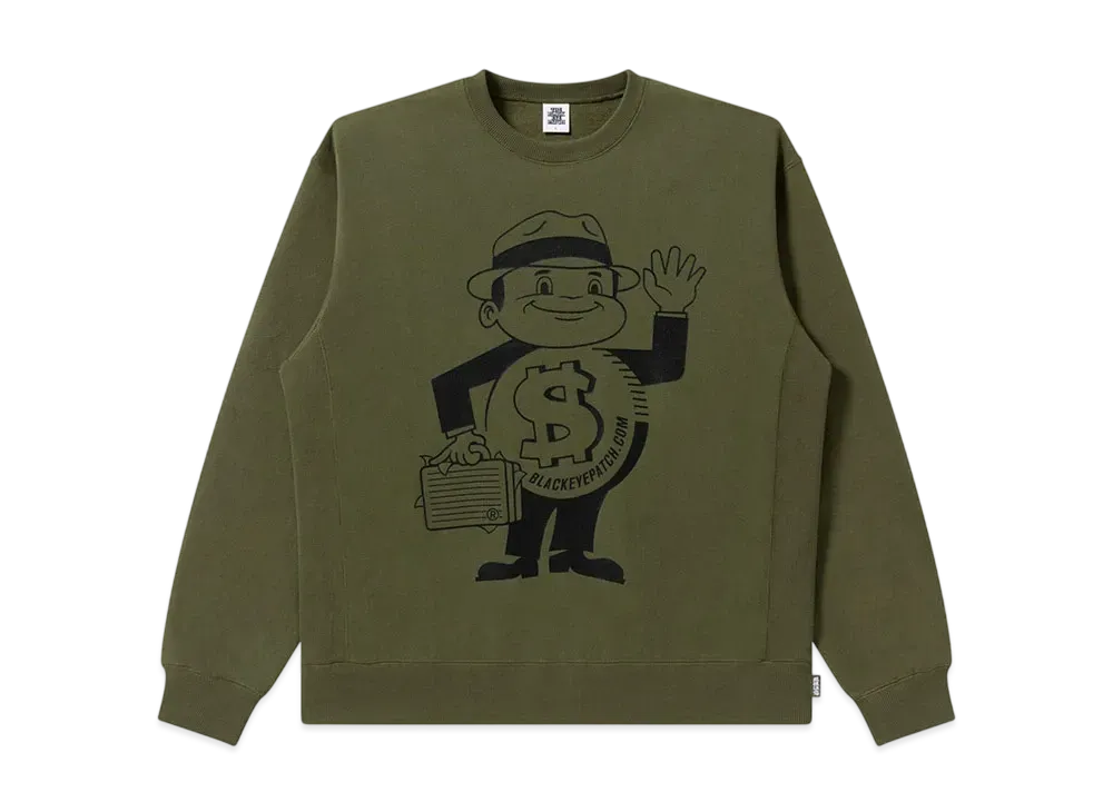 BlackEyePatch Dollarman Crew Sweat "Olive"