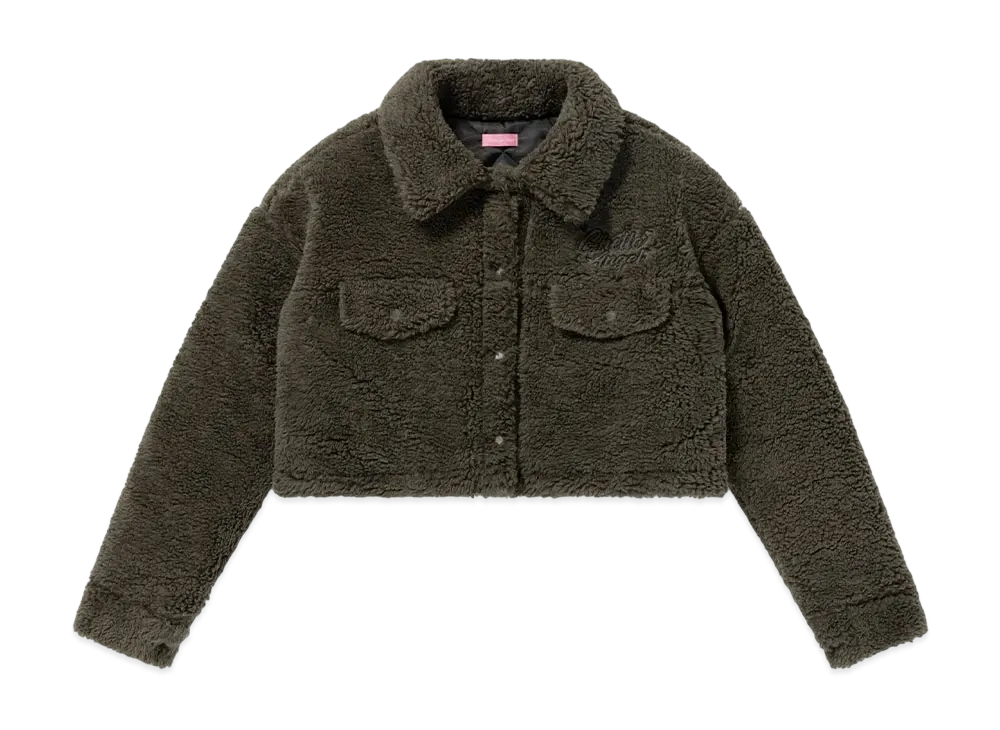 BlackEyePatch Ghetto Angel Cropped Boa Jacket "Khaki"