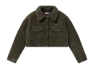 BlackEyePatch Ghetto Angel Cropped Boa Jacket "Khaki"