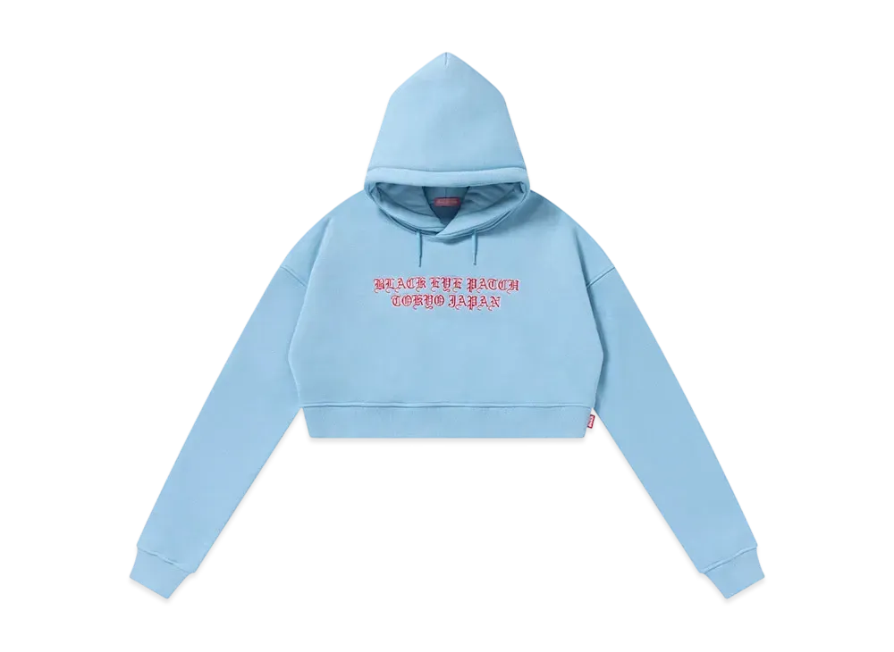 BlackEyePatch Capital Blackletters Cropped Hoodie "Light Blue"