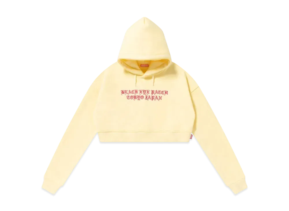 BlackEyePatch Capital Blackletters Cropped Hoodie "Light Yellow"