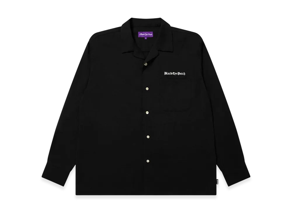 BlackEyePatch OE Logo Open Collared L/S Rayon Shirt "Black"