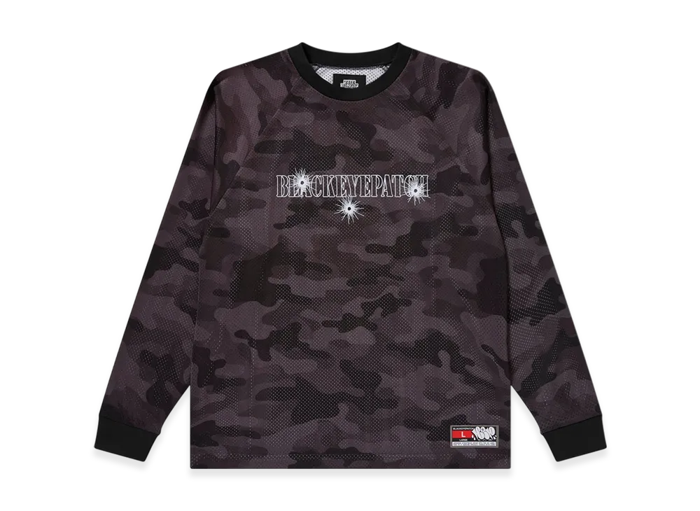 BlackEyePatch Gunshot Stencil Mesh L/S Gameshirt "Black"