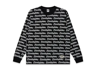 BlackEyePatch Fasthand Script Patterned L/S Tee "Black"
