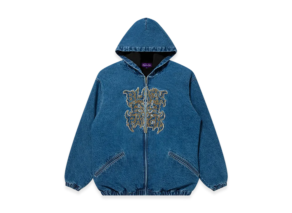 BlackEyePatch Metal Logo Hooded Denim Jacket "Indigo"