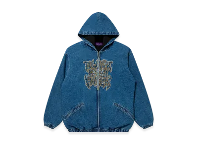 BlackEyePatch Metal Logo Hooded Denim Jacket "Indigo"