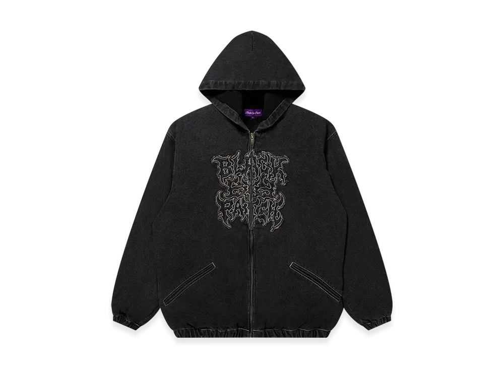 BlackEyePatch Metal Logo Hooded Denim Jacket "Black"