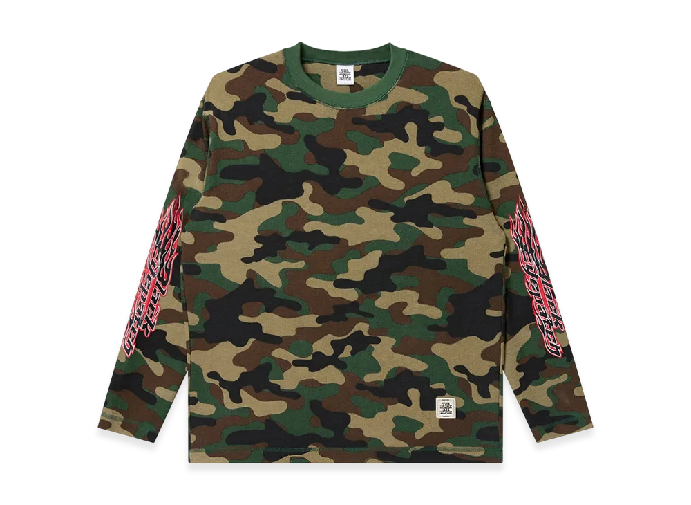 BlackEyePatch Flame Logo Thermal L/S Tee "Woodland Camo"