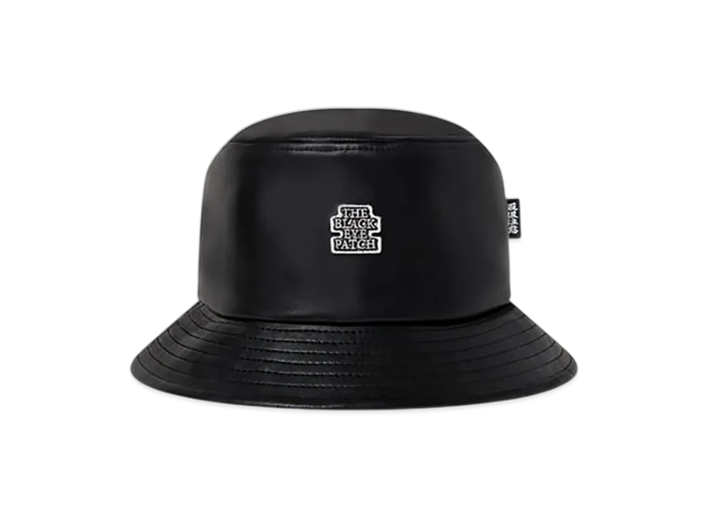 BlackEyePatch OG Label Faux Leather Bucket Hat "Black"