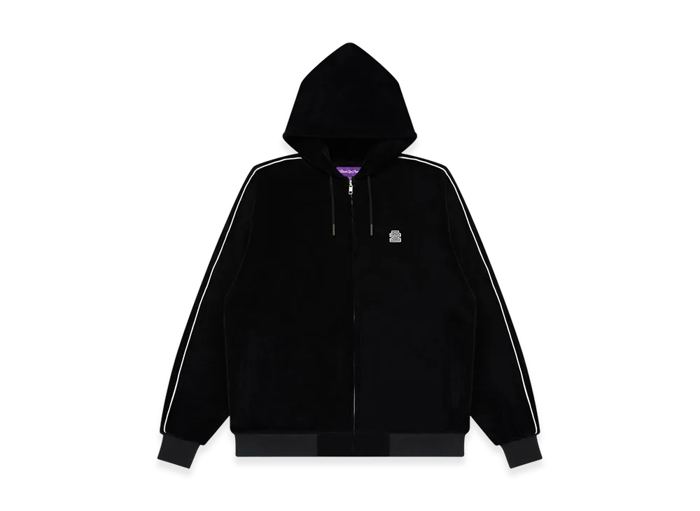 BlackEyePatch OG Label Piped Sleeves Velour Zip Hoodie "Black"