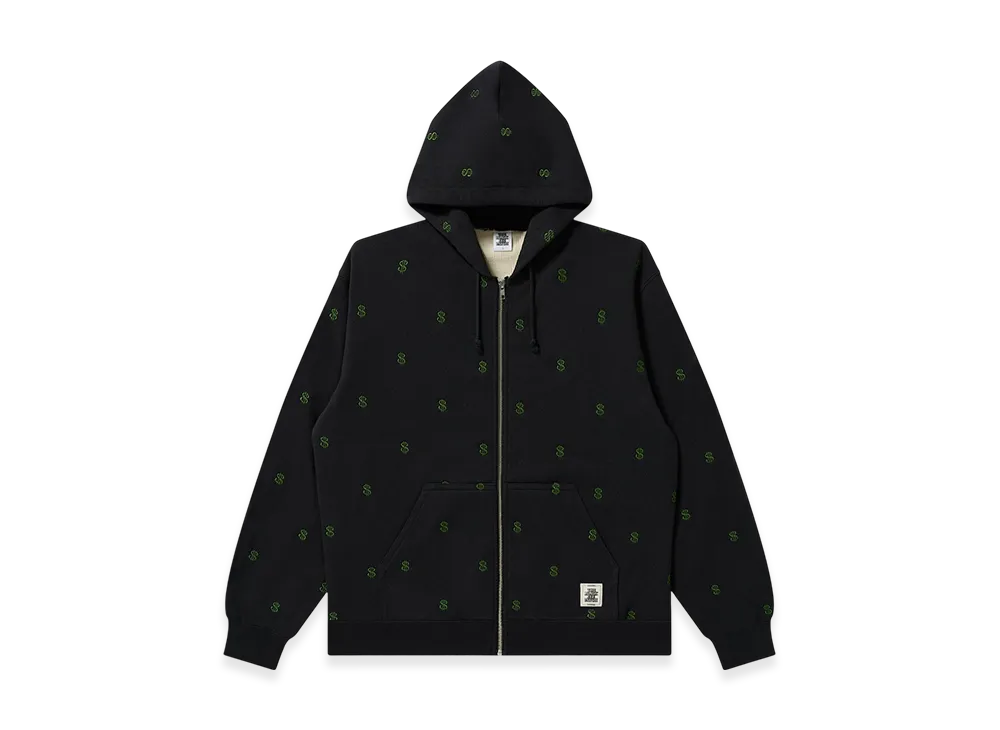 BlackEyePatch Dollar Sign Patterned Thermal Zip Hoodie "Black"