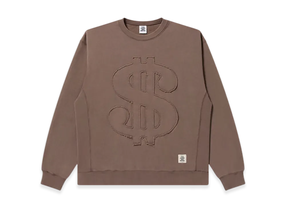 BlackEyePatch Dollar Sign Pigment Crew Neck "Brown"