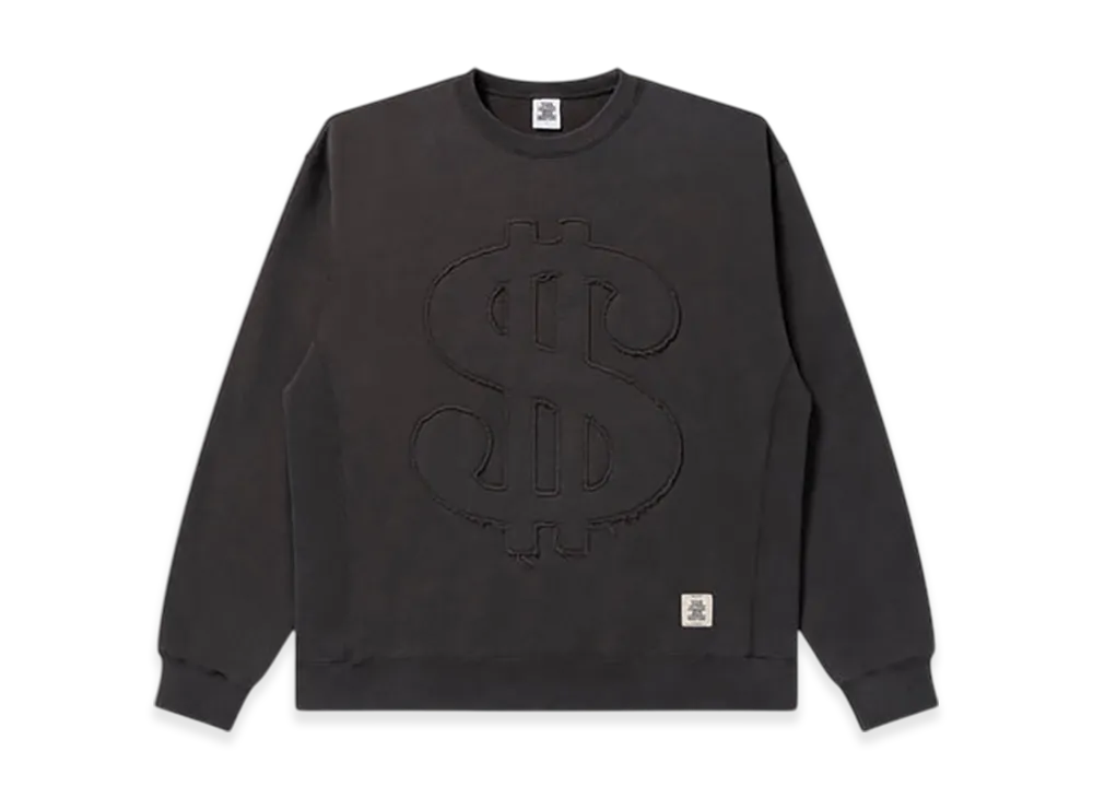 BlackEyePatch Dollar Sign Pigment Crew Neck "Charcoal"