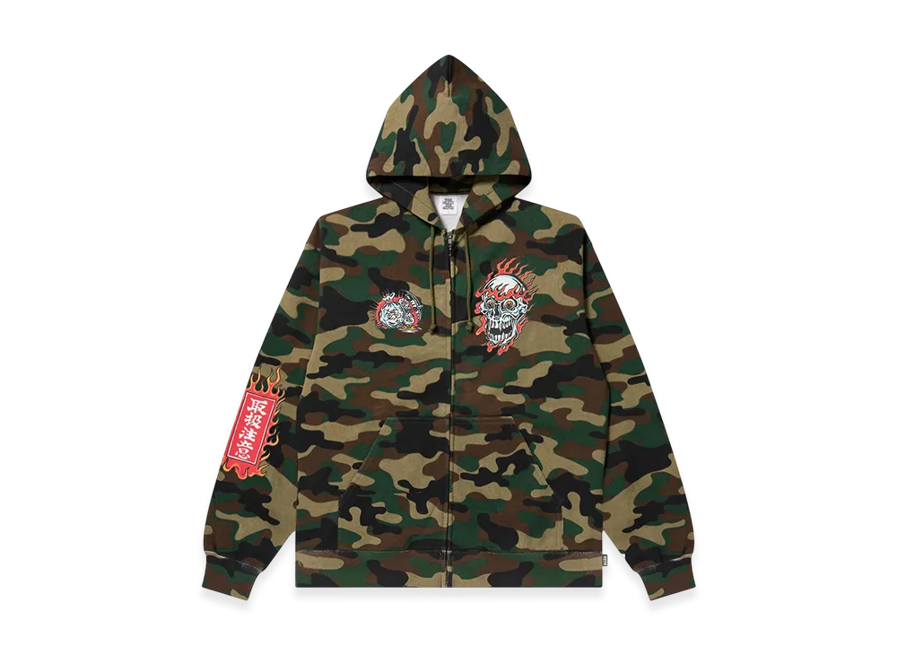 BlackEyePatch UE Skull Money Dragon Zip Hoodie "Woodland Camo"