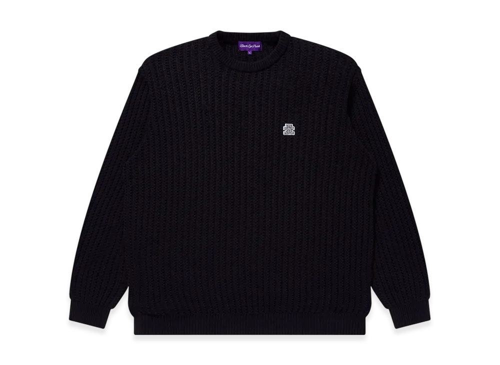 BlackEyePatch OG Label Waffle Knitted Crew "Black"
