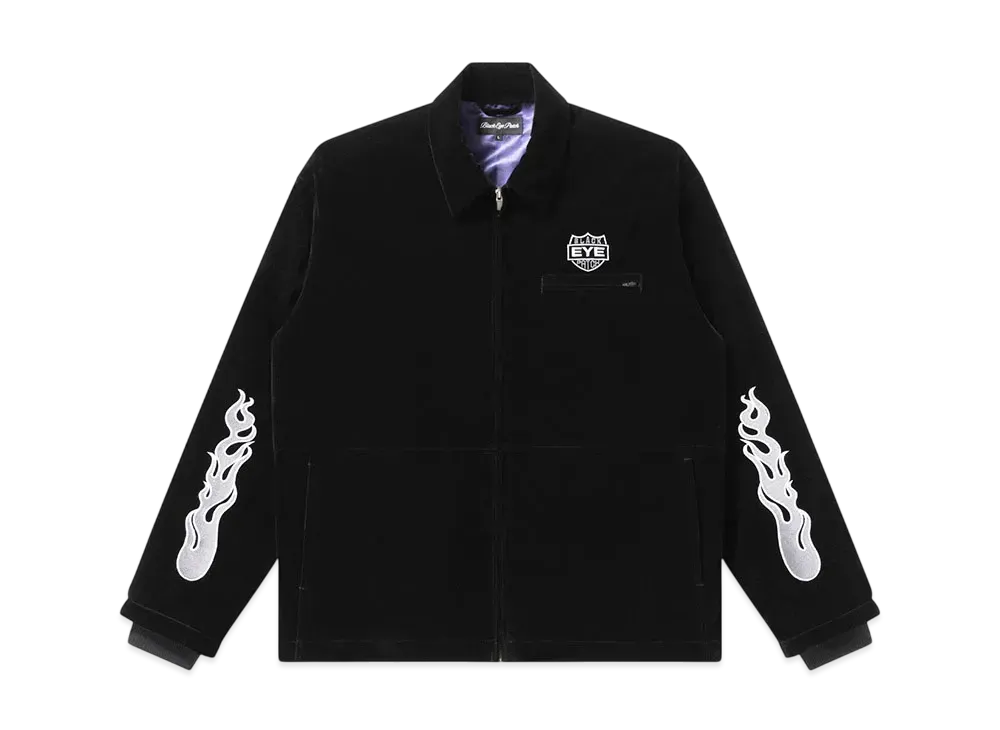 Blackeyepatch Flame Rider Logo Velour Riders Jacket "Black"