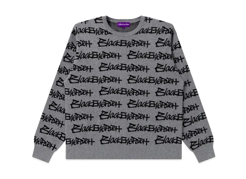 Blackeyepatch Fasthand Script Patterened Knit Sweater "Gray"