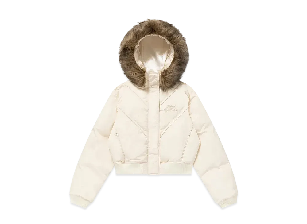BlackEyePatch Embroidered Faux Fur Hooded Jacket "White"