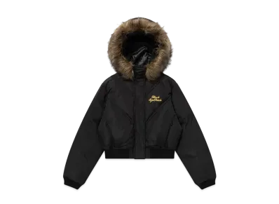 BlackEyePatch Embroidered Faux Fur Hooded Jacket "Black"