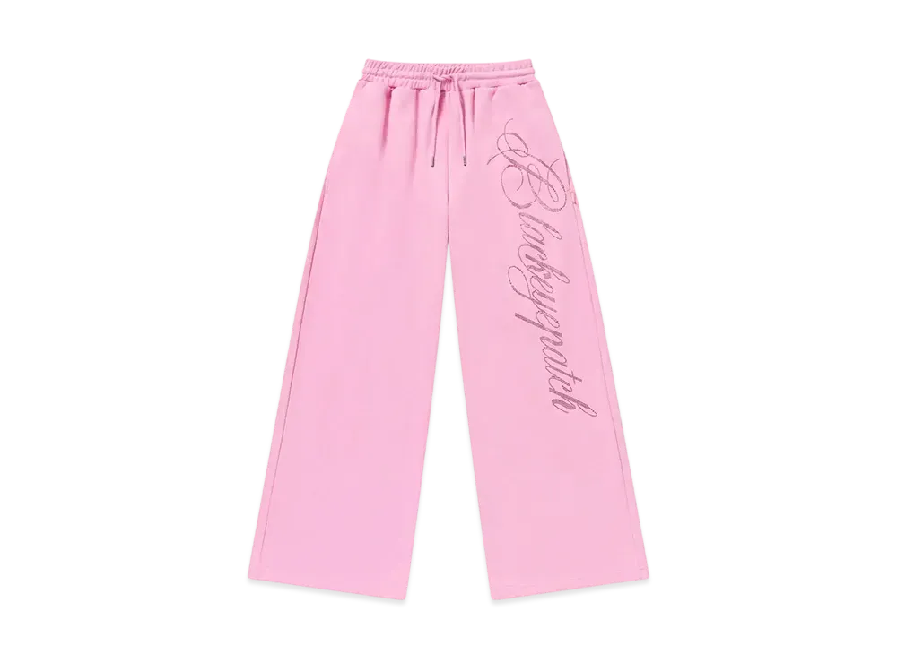 BlackEyePatch Rhinestone Big Script Sweat Pants "Pink"
