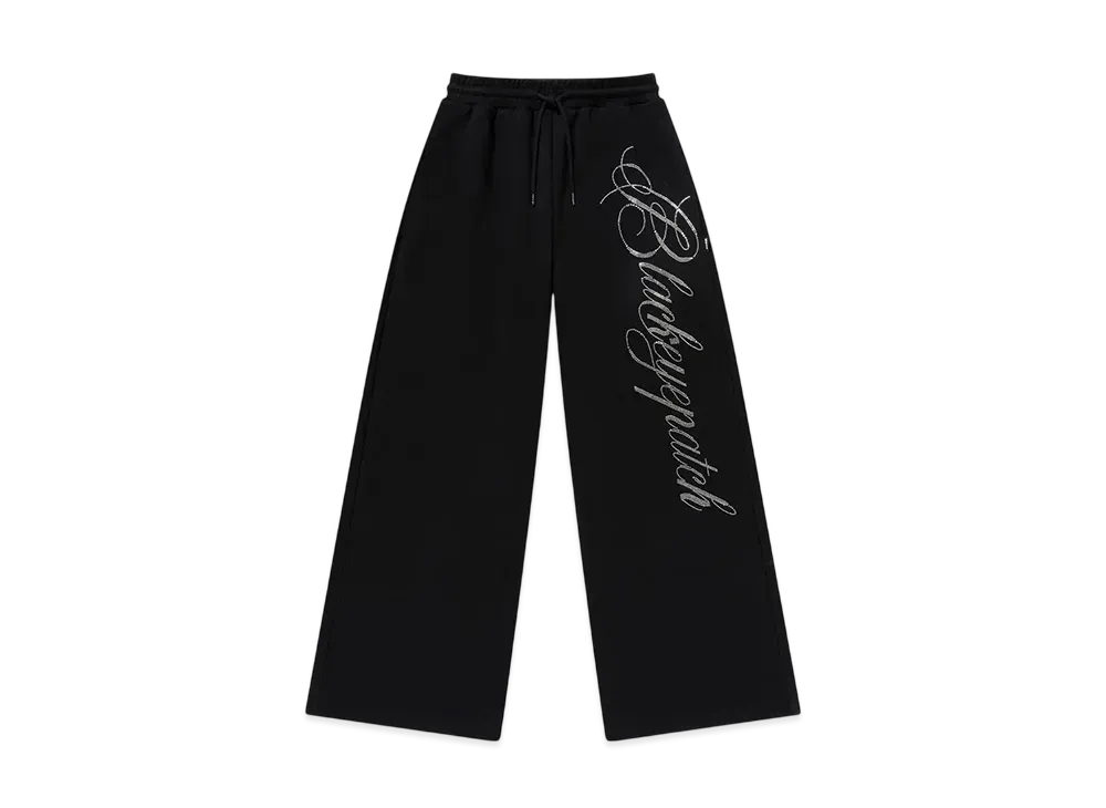 BlackEyePatch Rhinestone Big Script Sweat Pants "Black"