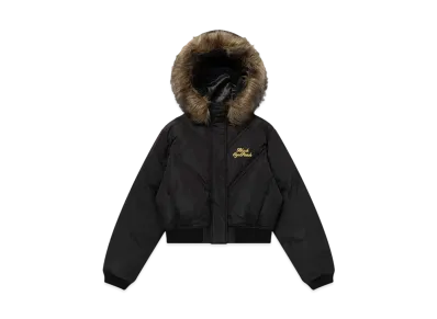 BlackEyePatch Embroidered Faux Fur Hooded Jacket "Black"